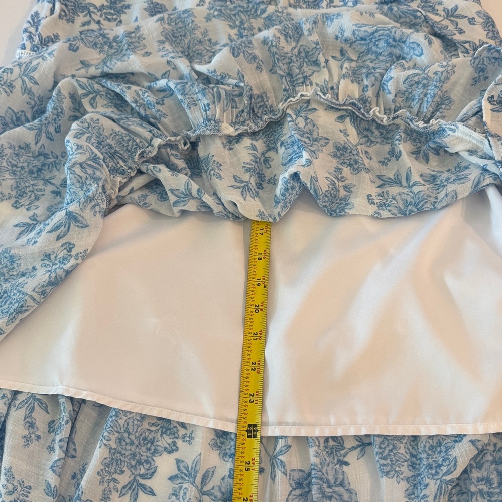 Nanette Lepore Blue & White Toile Tiered Boho Coquette Country Chic Maxi Skirt - Picture 10 of 12